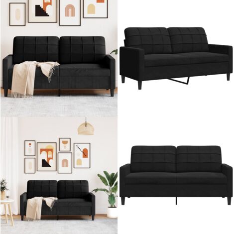 Sofá de 2 plazas terciopelo negro 140 cm - Sofá de terciopelo - Sofá negro