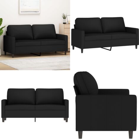 Sofá de 2 plazas terciopelo negro 140 cm - Sofá de terciopelo - Sofá negro