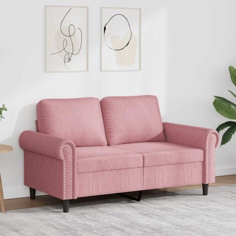 Sofá de 2 plazas terciopelo rosa 120 cm