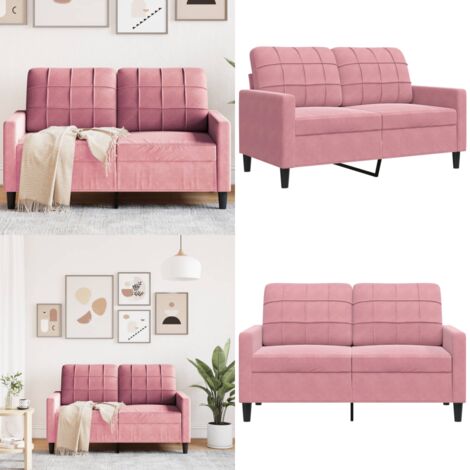 Sofá de 2 plazas terciopelo rosa 120 cm - Sofá rosa - Sofá terciopelo