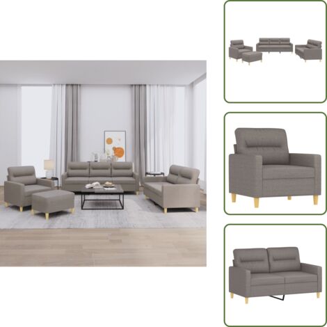 Sofá de 2 plazas - vidaXL Juego de sofás con cojines 4 piezas tela gris taupe - Sofá de 3 plazas