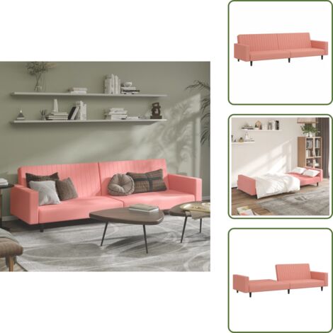 Sofá de 2 plazas - vidaXL Sofá cama de 2 plazas terciopelo rosa - Cama de 2 plazas