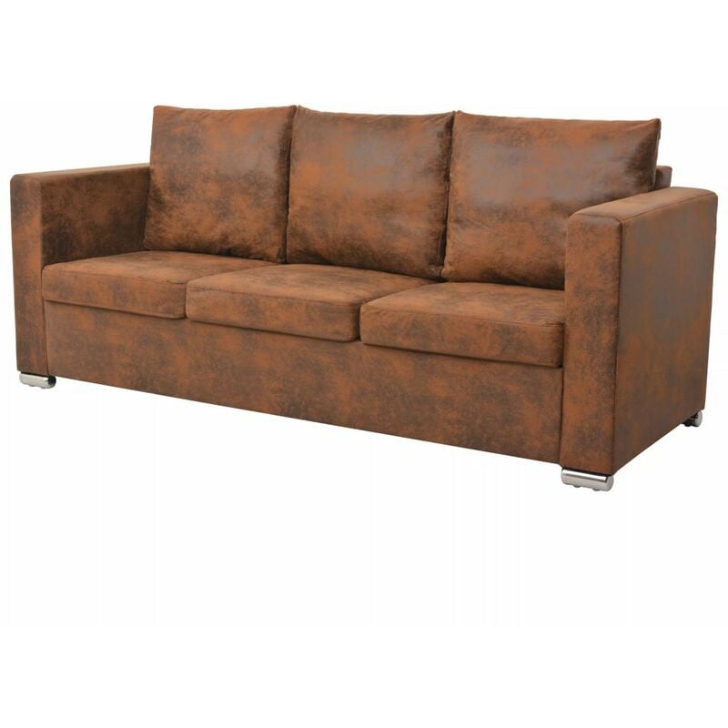 

Sofa de 3 plazas 191x73x82 cm piel de ante artificial