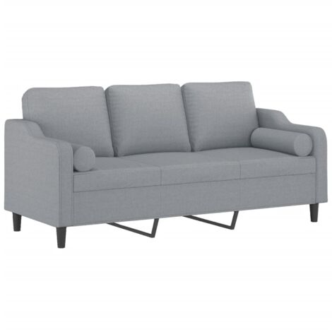 Sofá de 3 plazas con cojines tela gris claro 180 cm vidaXL