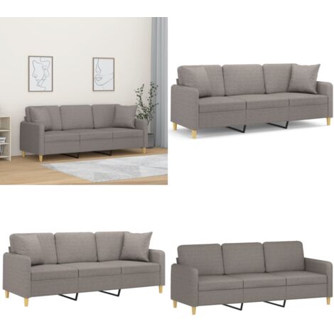 Sofá de 3 plazas con cojines tela gris taupe 180 cm - Cojines decorativos - Tela gris