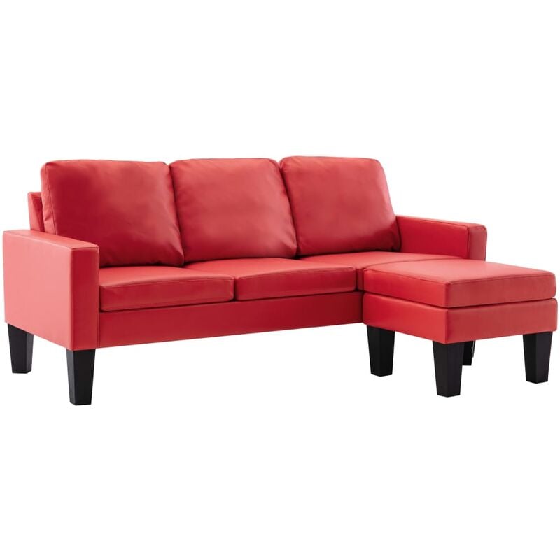 

Sofá de 3 Plazas con Reposapiés Cuero Sintético Rojo - Rojo - Vidaxl