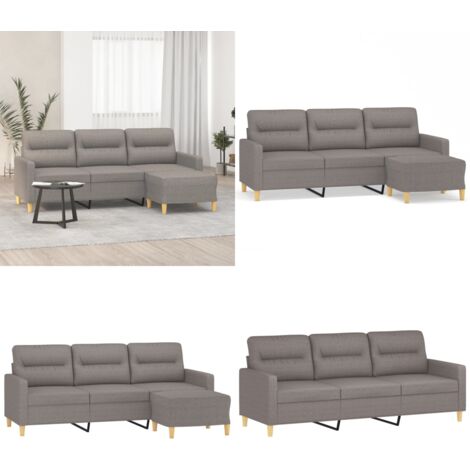 Sofá de 3 plazas con taburete de tela gris taupe 180 cm - Sofá con taburete - Sofá gris