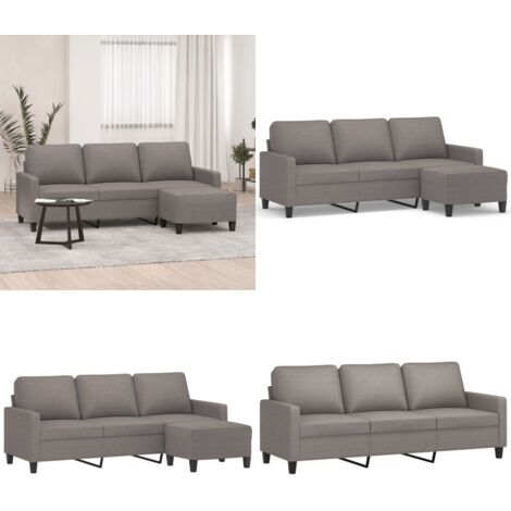 Sofá de 3 plazas con taburete de tela gris taupe 180 cm - Sofá con taburete - Sofá gris