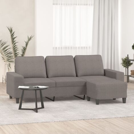 Sofá de 3 plazas con taburete de tela gris taupe 180 cm vidaXL
