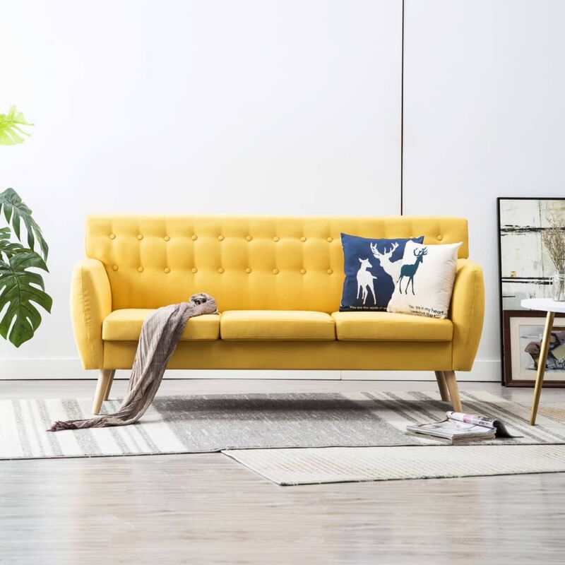 

Sofá de 3 plazas con tapizado de tela 172x70x82 cm amarillo