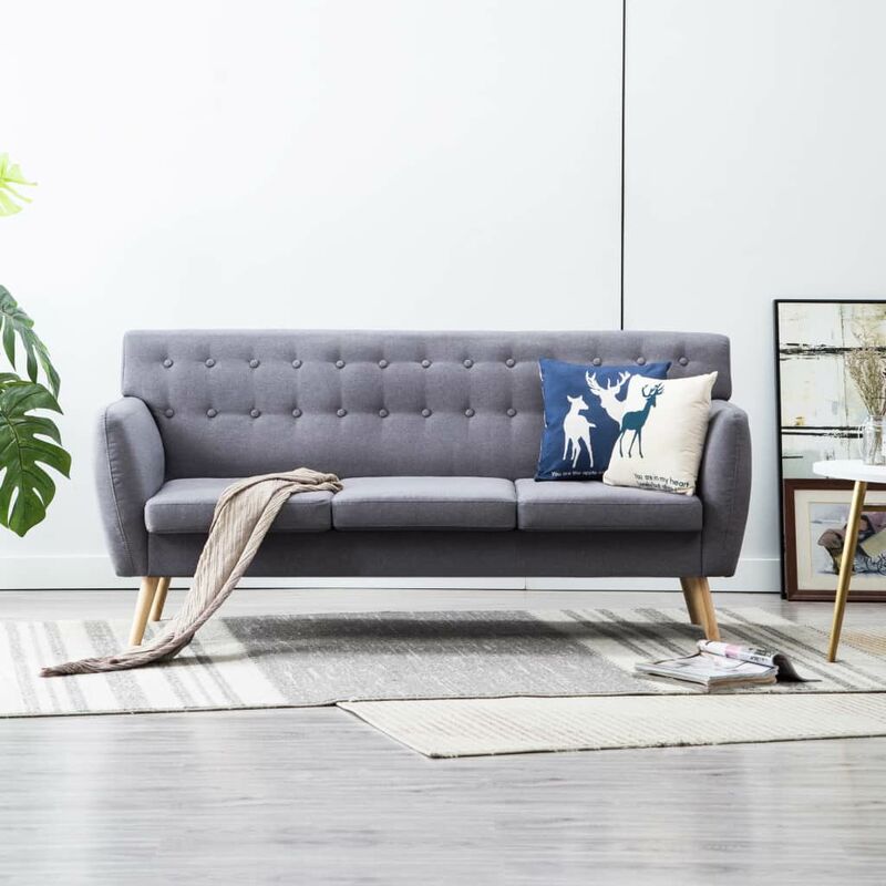 

Sofa de 3 plazas con tapizado de tela 172x70x82 cm gris claro