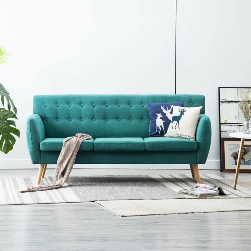 

Sofa de 3 plazas con tapizado de tela 172x70x82 cm verde