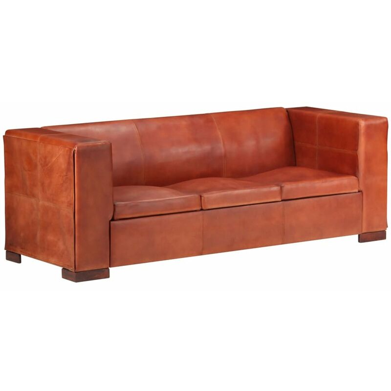 

Sofa de 3 plazas cuero autentico marron oscuro
