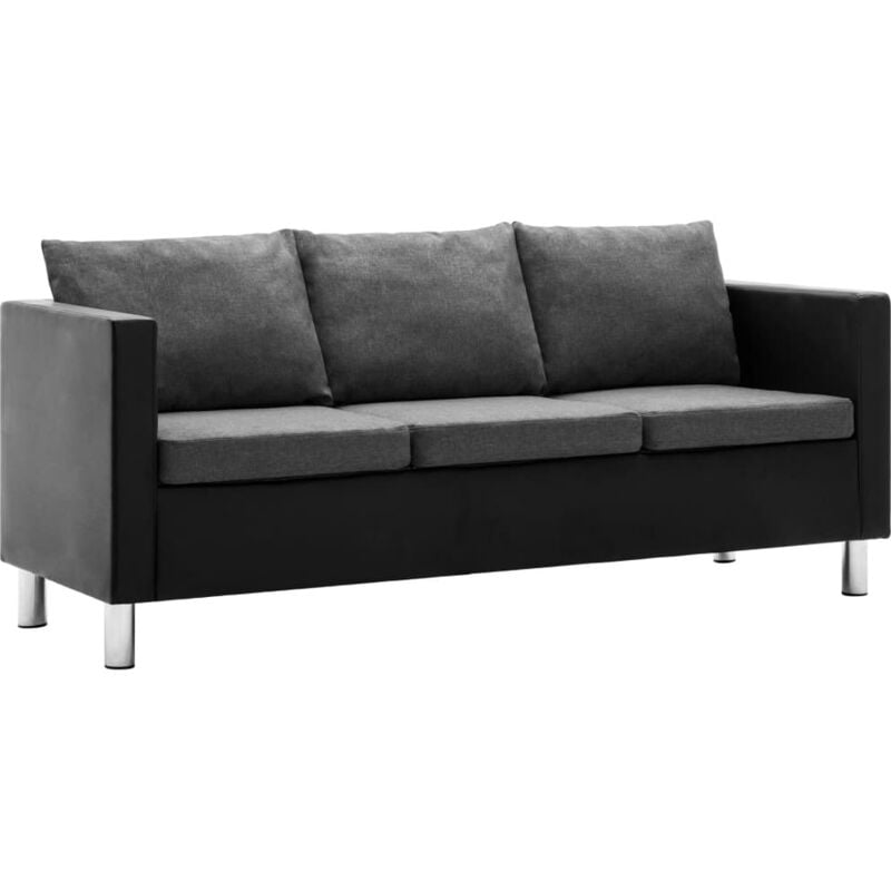 

Sofá de 3 Plazas de Cuero Sintético Negro y Gris Claro - Negro - Vidaxl