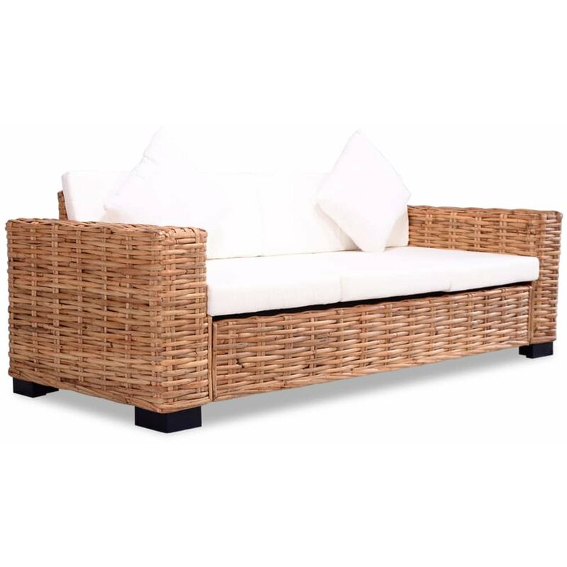 

Happyshopping - Sofa de 3 plazas de ratan natural