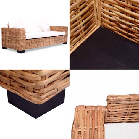 Sofá de 3 plazas de ratán natural - Sofá de 3 plazas - Ratán natural