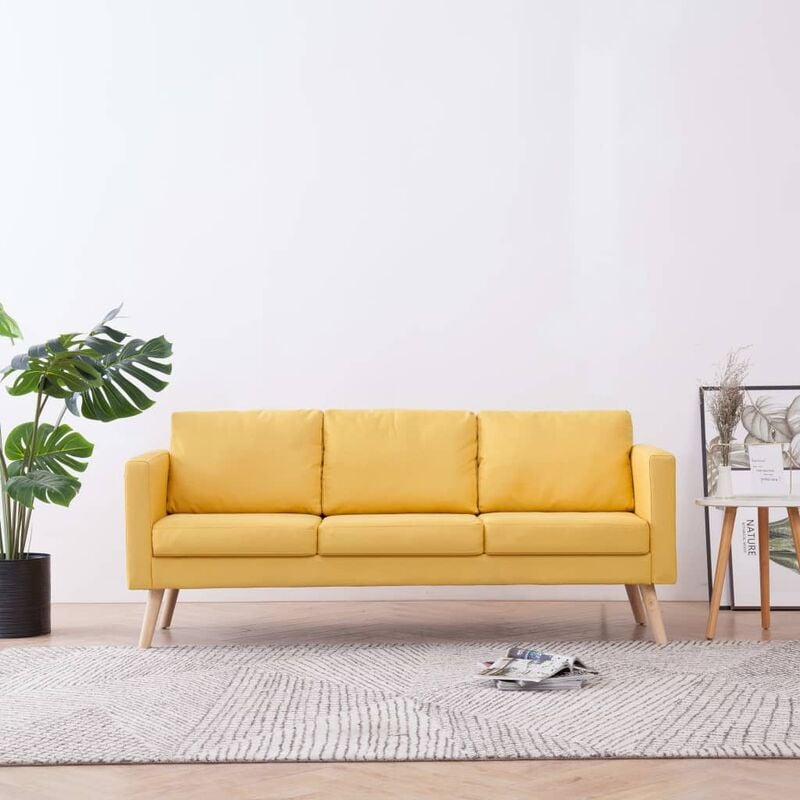 

Happyshopping - Sofa de 3 plazas de tela amarillo