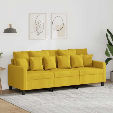 Sofá de 3 plazas de tela amarillo claro 180 cm