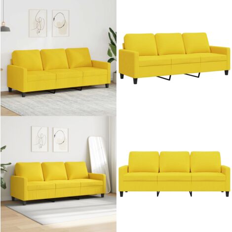 Sofá de 3 plazas de tela amarillo claro 180 cm - Sofá de tela - Sofá amarillo claro