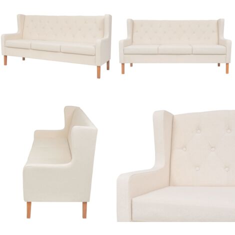 Sofá de 3 plazas de tela color blanco crema - Sofá de tela - Sofá blanco crema