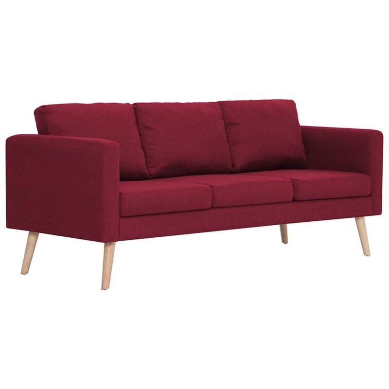 

vidaXL Sofá de 3 Plazas de Tela Vino Tinto - Rojo