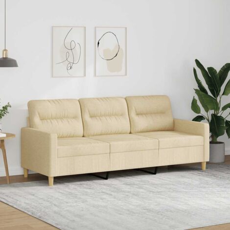 Sofá de 3 plazas de tela crema 180 cm