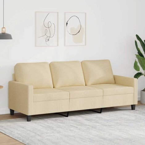 Sofá de 3 plazas de tela crema 180 cm