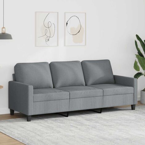 Sofá de 3 plazas de tela gris claro 180 cm