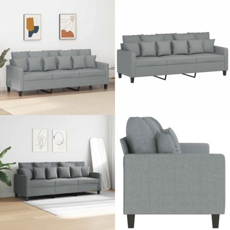 Sofá de 3 plazas de tela gris claro 180 cm - Sofá gris claro - Sofá de tela