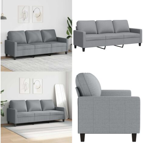 Sofá de 3 plazas de tela gris claro 180 cm - Sofá gris claro - Sofá de tela