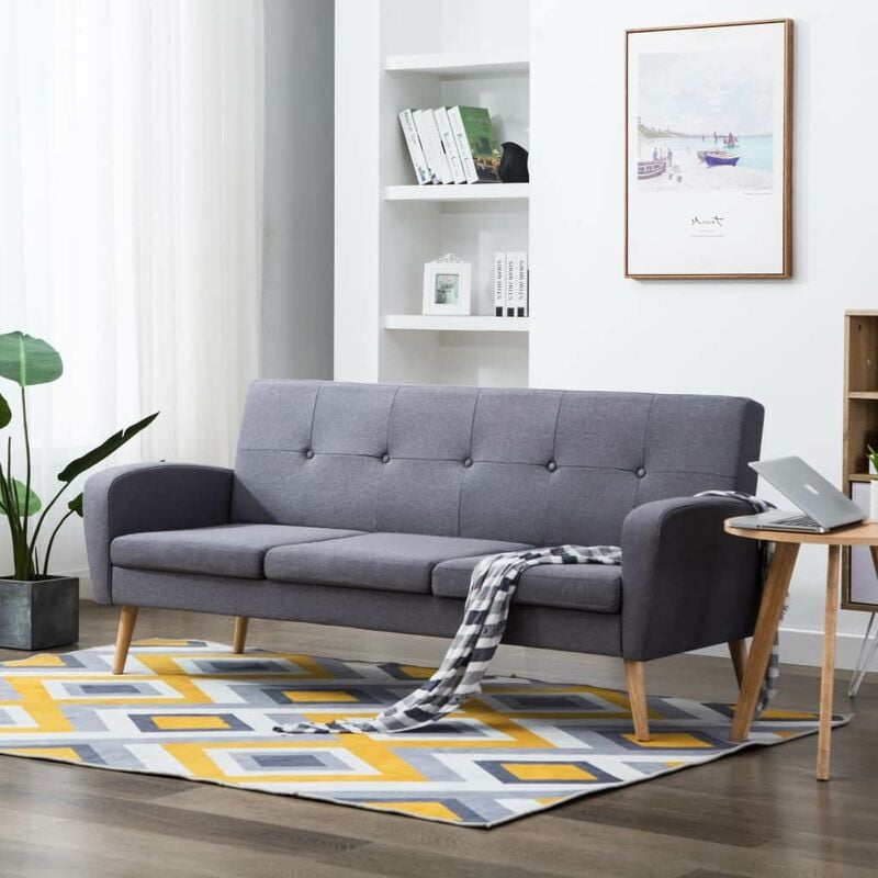 

Sofa de 3 plazas de tela gris claro