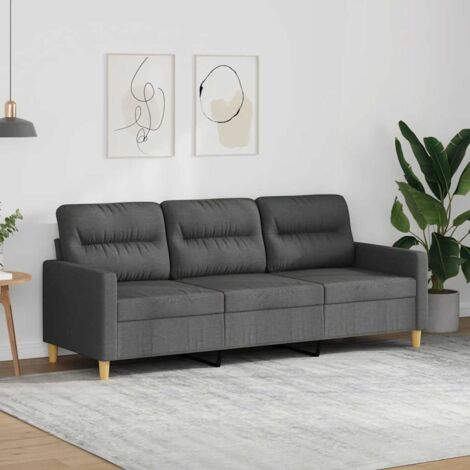 Sofá de 3 plazas de tela gris oscuro 180 cm