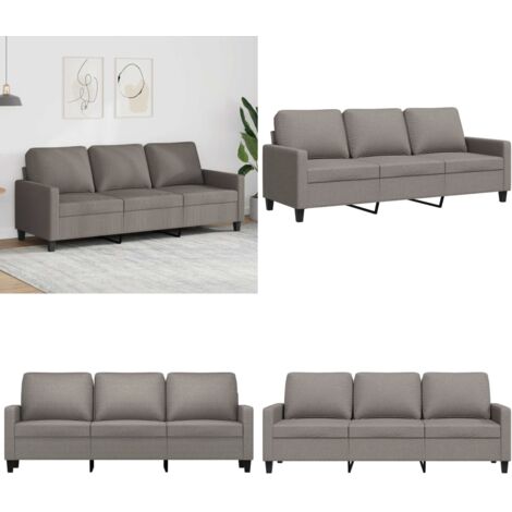 Sofá de 3 plazas de tela gris taupe 180 cm - Sofá gris - Sofá de tela