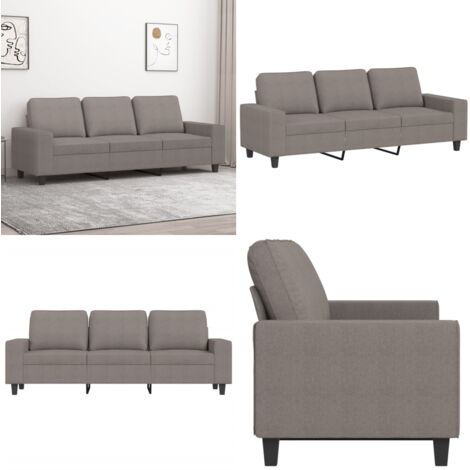 Sofá de 3 plazas de tela gris taupe 180 cm - Sofá gris - Sofá de tela