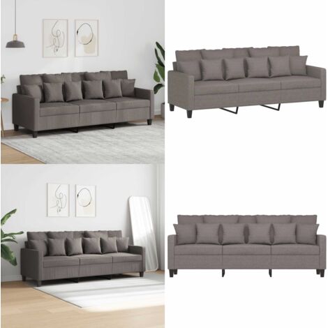 Sofá de 3 plazas de tela gris taupe 180 cm - Sofá gris - Sofá de tela