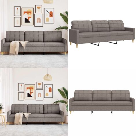 Sofá de 3 plazas de tela gris taupe 210 cm - Sofá gris - Sofá de tela