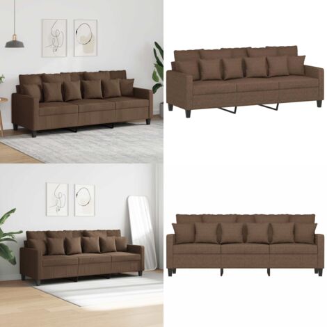 Sofá de 3 plazas de tela marrón 180 cm - Sofá de tela - Sofá marrón