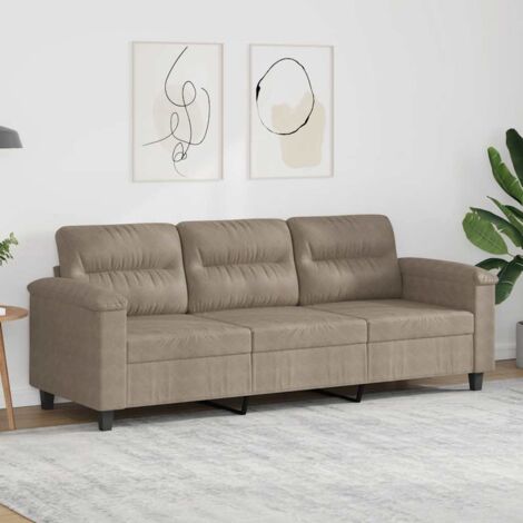 Sofá de 3 plazas de tela microfibra gris taupe 180 cm