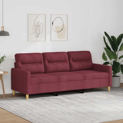 Sofá de 3 plazas de tela rojo tinto 180 cm