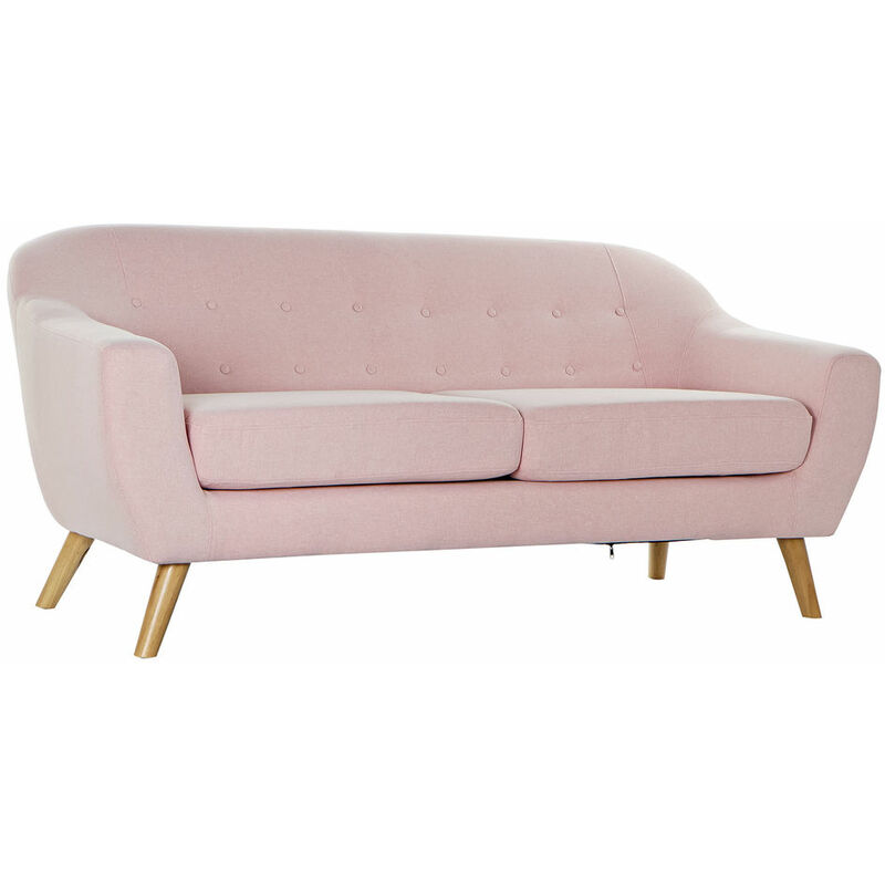 

Sofá de 3 Plazas DKD Home Decor Poliéster Madera de caucho Rosa claro (172 x 80 x 81 cm)