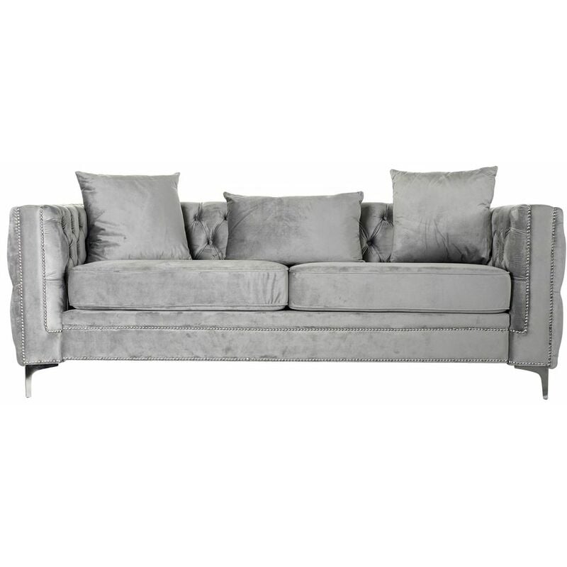 

Sofá de 3 Plazas DKD Home Decor Poliéster Metal Gris Claro (210 x 88 x 76 cm)