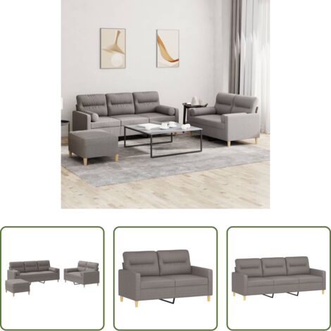 Sofá de 3 plazas -  Juego de sofás con cojines 3 piezas tela gris taupe