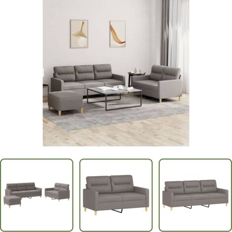 Sofá de 3 plazas -  Juego de sofás con cojines 3 piezas tela gris taupe