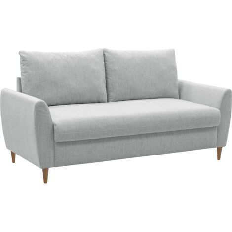 Sofá de 3 Plazas Mave Salón Comedor Estilo Contemporáneo en Color Gris con Patas de Madera 180 cm