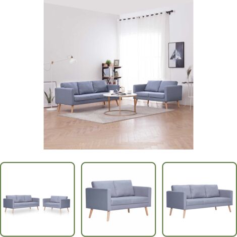 Sofá de 3 plazas -  Set de sofás de 2 y 3 plazas de tela gris claro