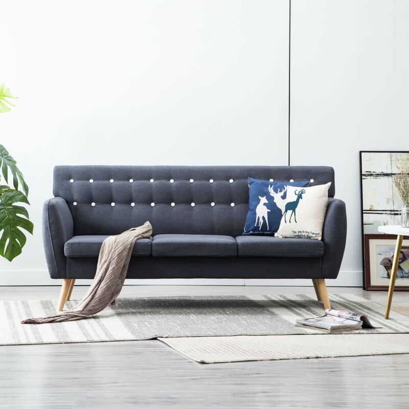 

Sofá de 3 plazas tapizado de tela 172x70x82 cm gris oscuro