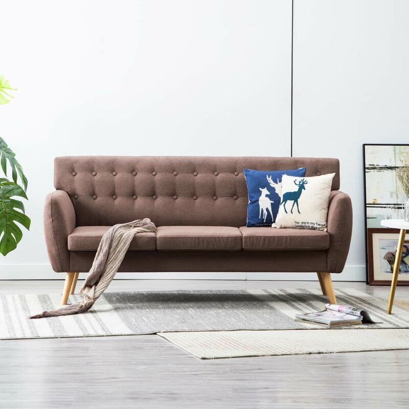 

Sofá de 3 plazas tapizado de tela 172x70x82 cm marrón