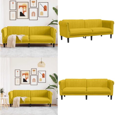 Sofá de 3 plazas terciopelo amarillo - Sofá terciopelo - Sofá amarillo