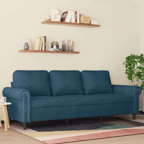 Sofá de 3 plazas terciopelo azul 180 cm