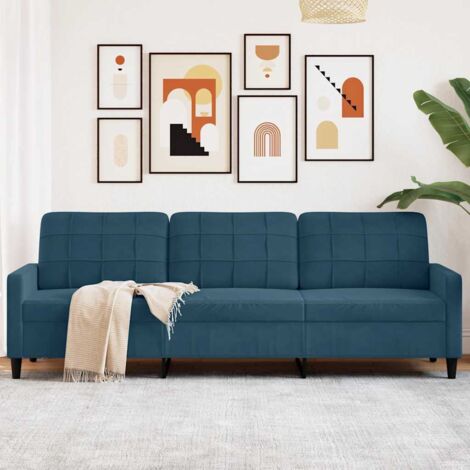 Sofá de 3 plazas terciopelo azul 210 cm